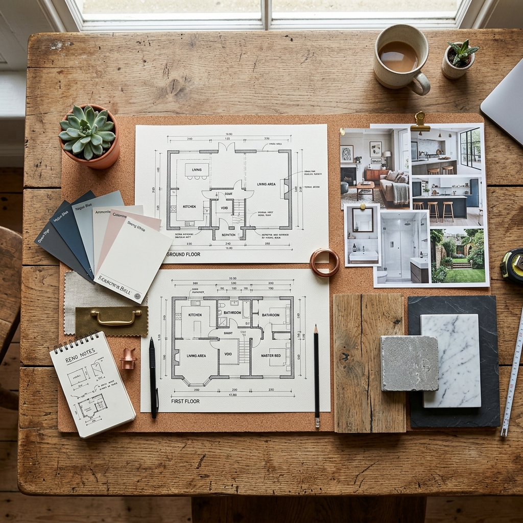Renovation moodboard and plans